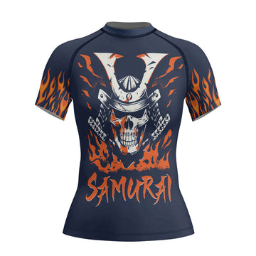 Rashninja Samurai Skull Blaze Women's Short Sleeve Rash Guard