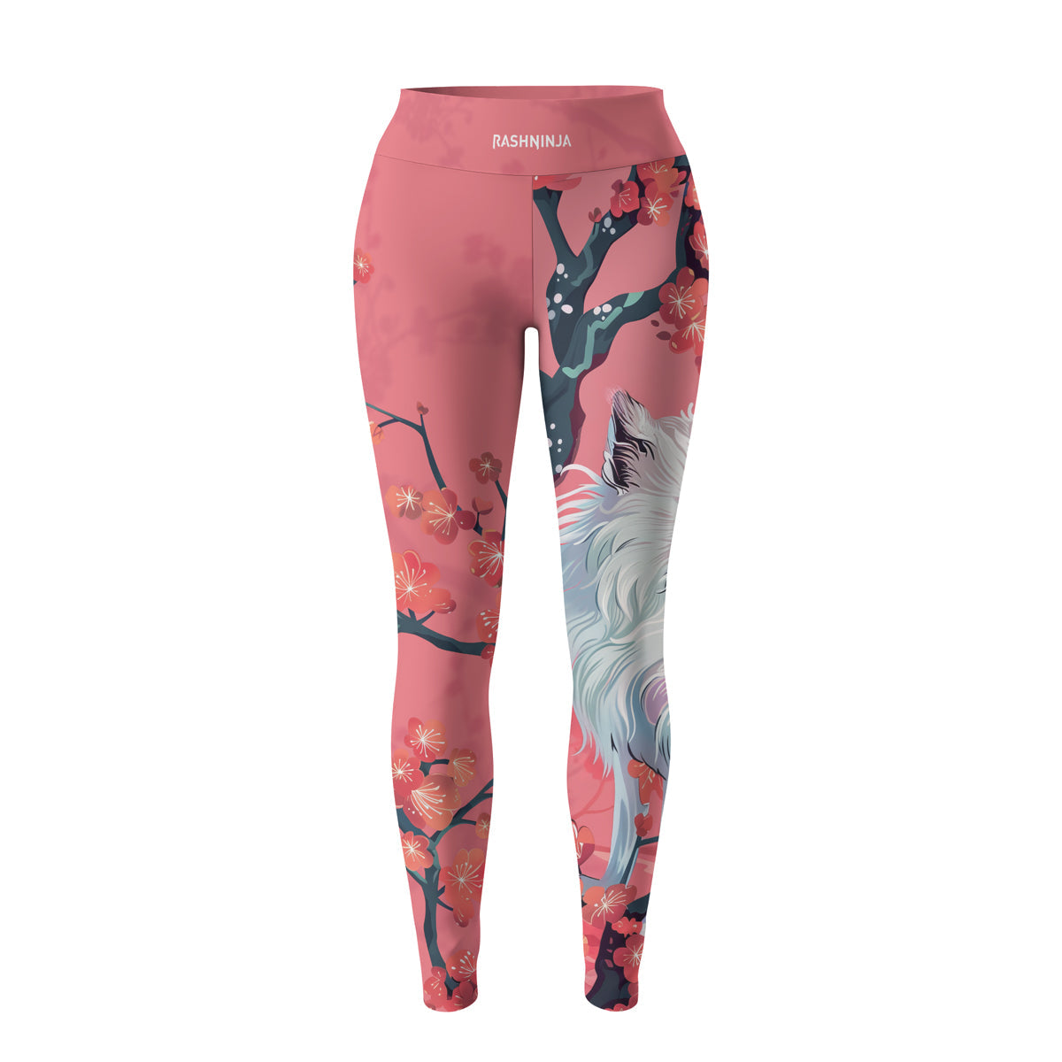 Rashninja White Kitsune with Sakura Women's Leggings