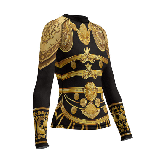 Rashninja Spartan Helmet Flames Women's Long Sleeve Rash Guard
