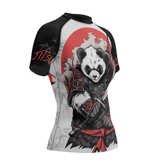 Rashninja Panda Samurai Blade Women's Short Sleeve Rash Guard