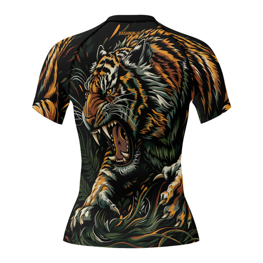 Rashninja Roaring Tiger Jungle Women's Short Sleeve Rash Guard