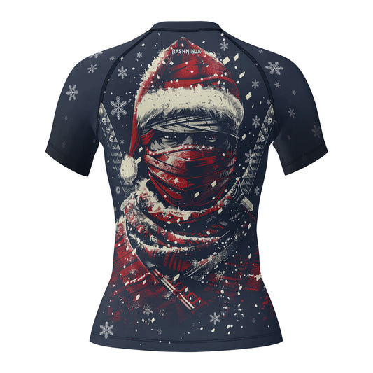 Rashninja Christmas Shadow Santa Women's Short Sleeve Rash Guard