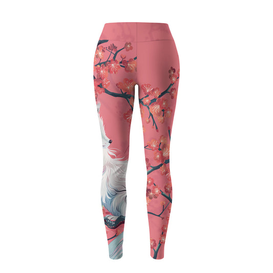 Rashninja White Kitsune with Sakura Women's Leggings