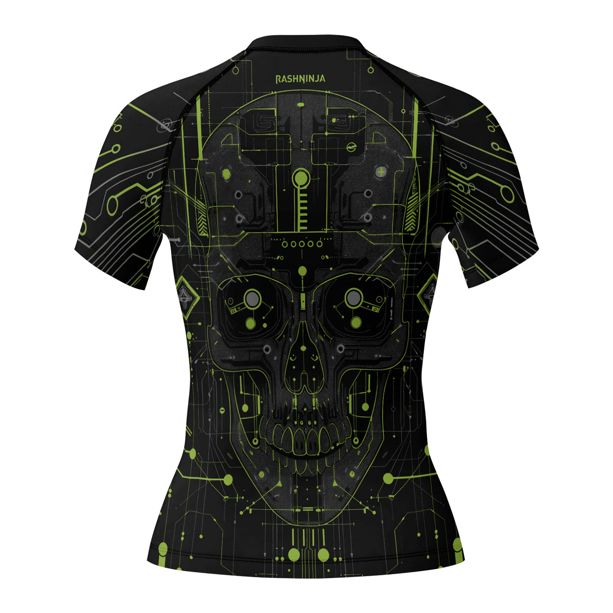 Rashninja Cyber Skull Green Women's Short Sleeve Rash Guard

