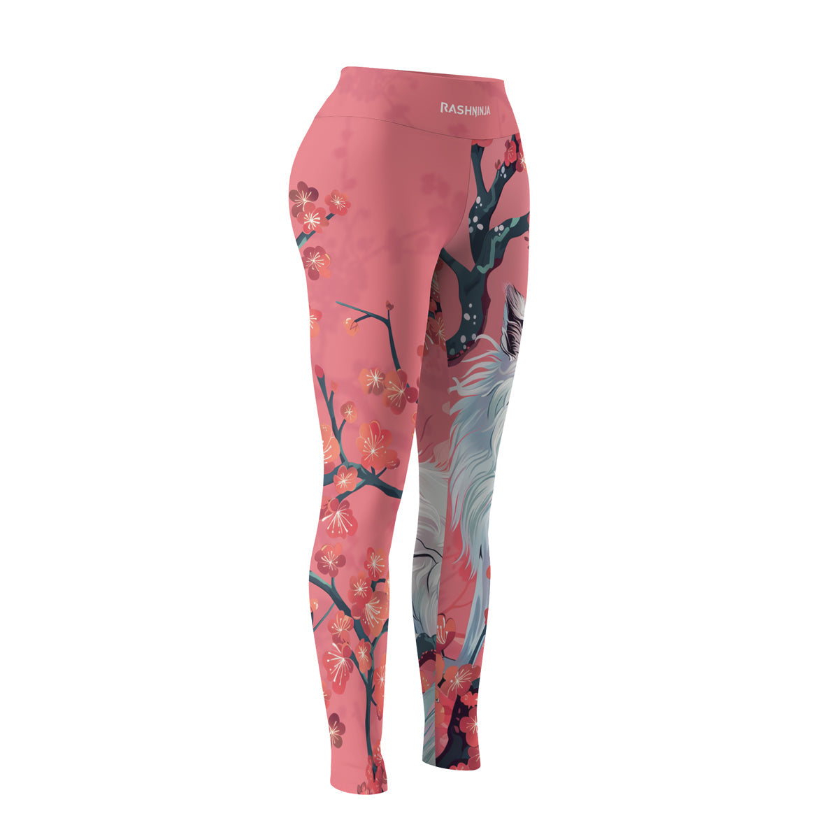 Rashninja White Kitsune with Sakura Women's Leggings