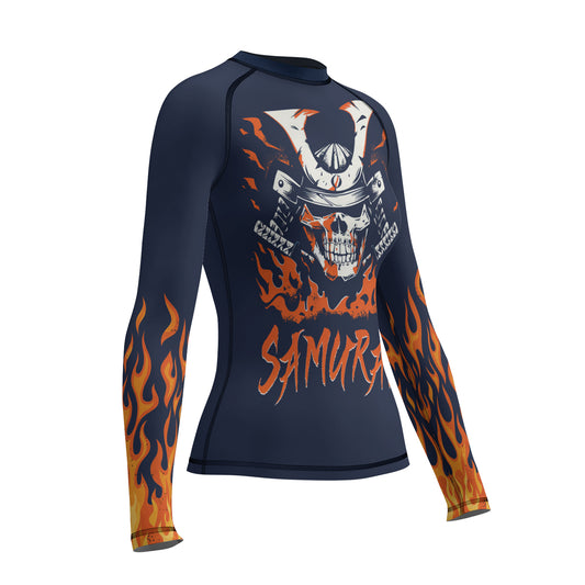 Rashninja Samurai Skull Blaze Women's Long Sleeve Rash Guard