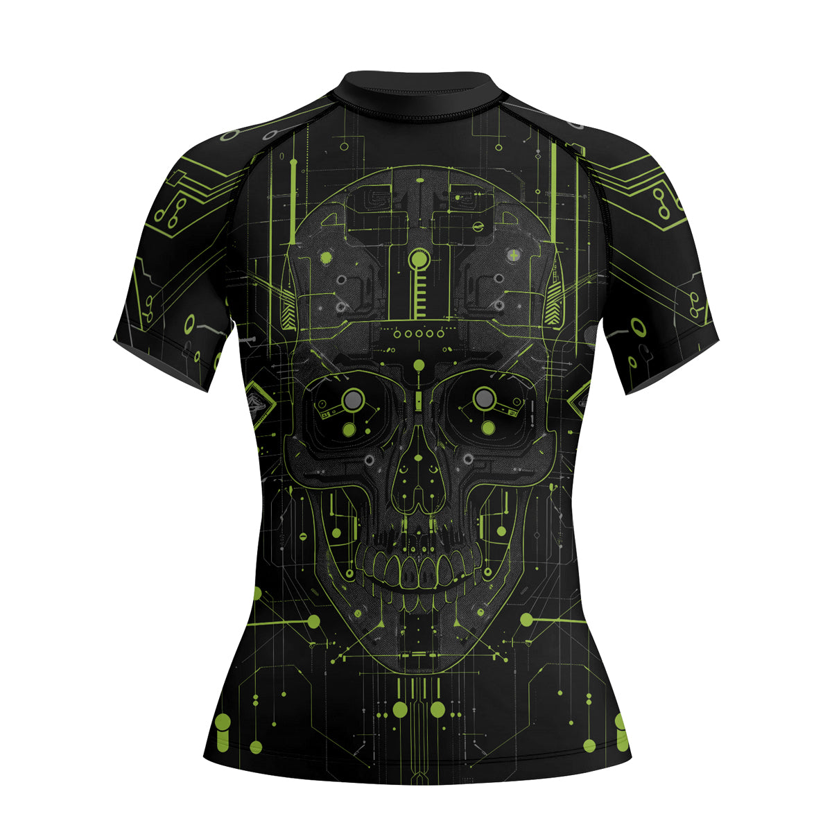 Rashninja Cyber Skull Green Women's Short Sleeve Rash Guard

