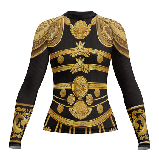 Rashninja Spartan Helmet Flames Women's Long Sleeve Rash Guard