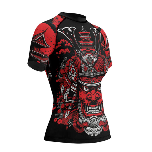 Rashninja Samurai Blood Moon Women's Short Sleeve Rash Guard