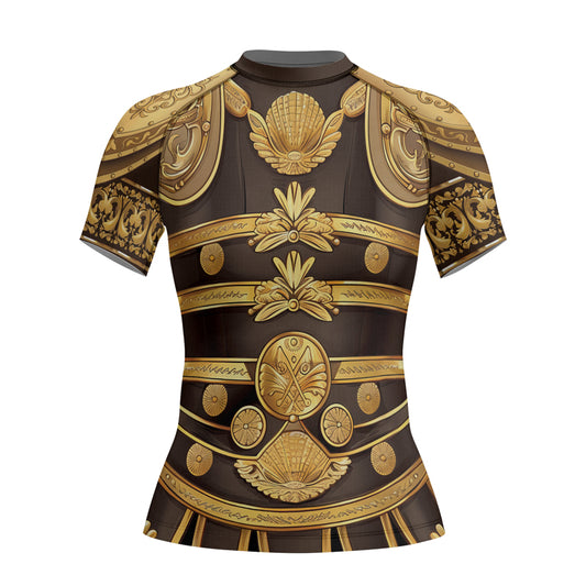 Rashninja Spartan Golden Armor Women's Short Sleeve Rash Guard