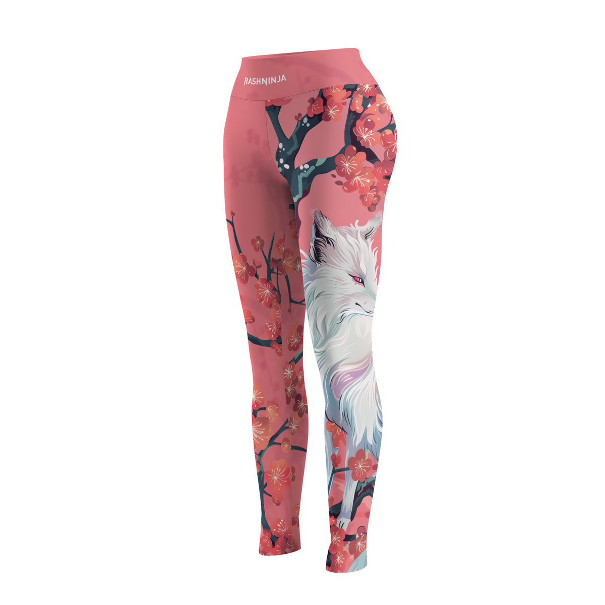 Rashninja White Kitsune with Sakura Women's Leggings