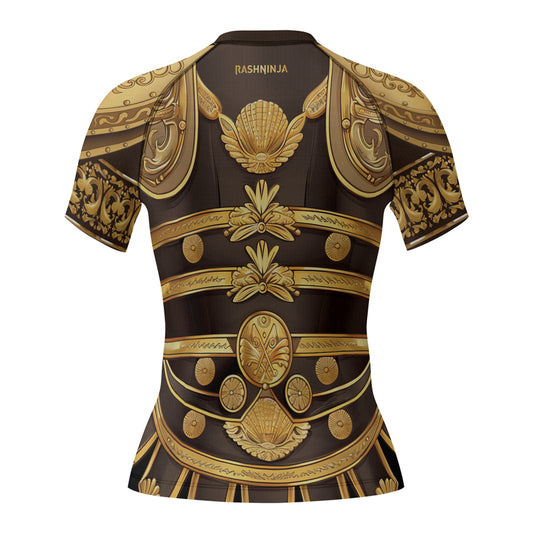 Rashninja Spartan Golden Armor Women's Short Sleeve Rash Guard