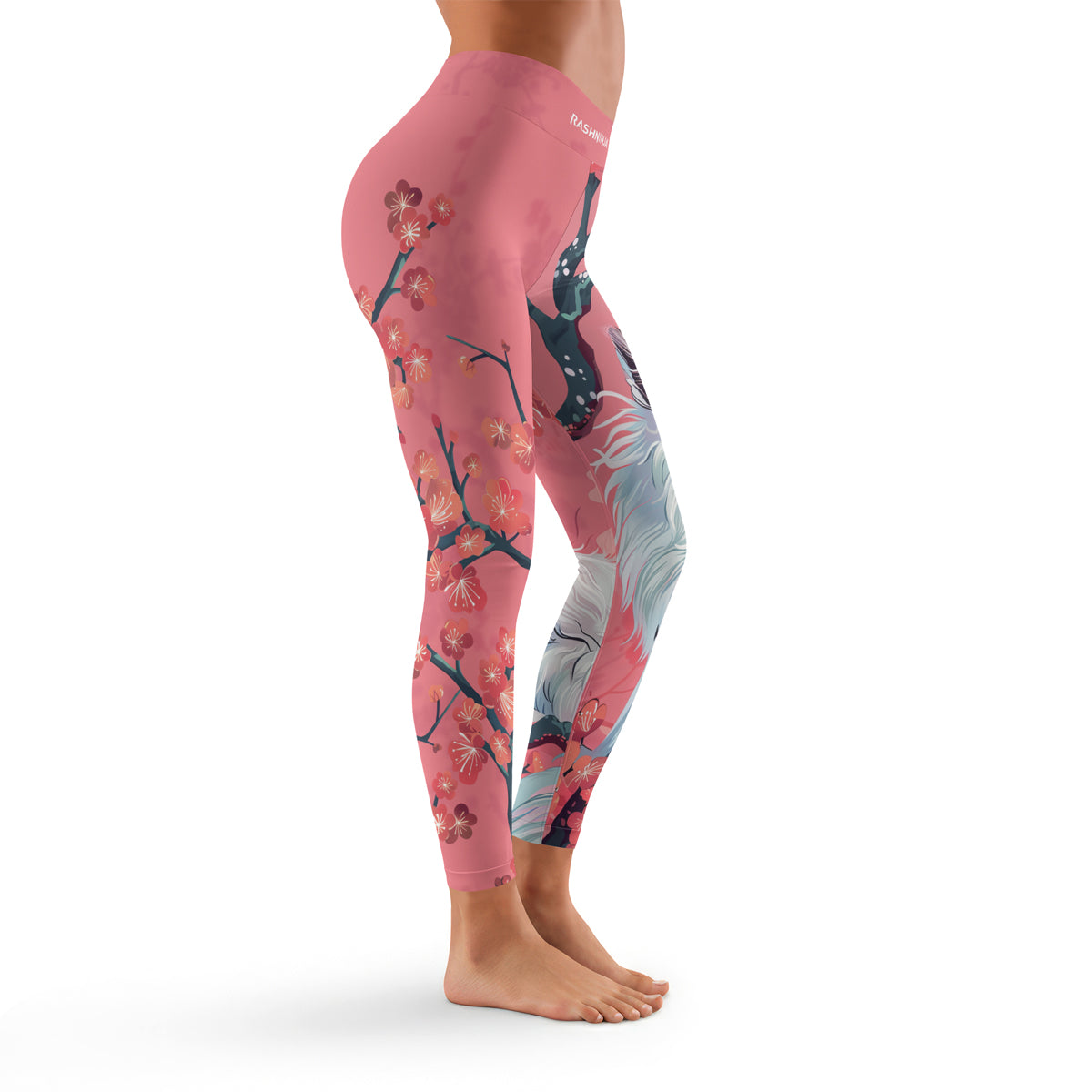 Rashninja White Kitsune with Sakura Women's Leggings