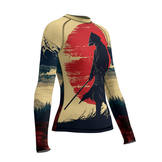 Rashninja Samurai Red Dawn Women's Long Sleeve Rash Guard