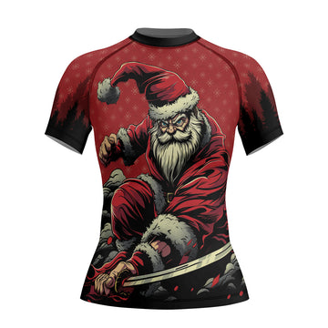Rashninja Christmas Santa Grappler Women's Short Sleeve Rash Guard