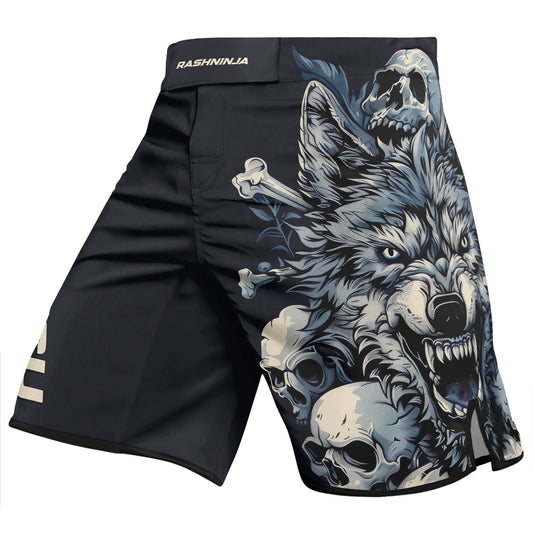 Rashninja Wolf Midnight Roar Men's Fight Shorts

