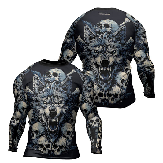 Rashninja Wolf Midnight Roar Men's Long Sleeve Rash Guard


