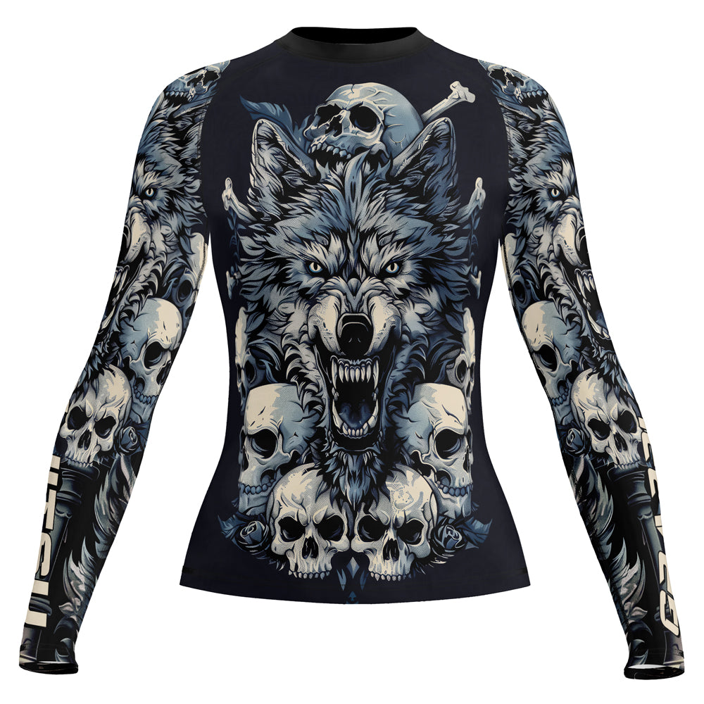 Rashninja Wolf Midnight Roar Women's Long Sleeve Rash Guard


