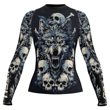 Rashninja Wolf Midnight Roar Women's Long Sleeve Rash Guard

