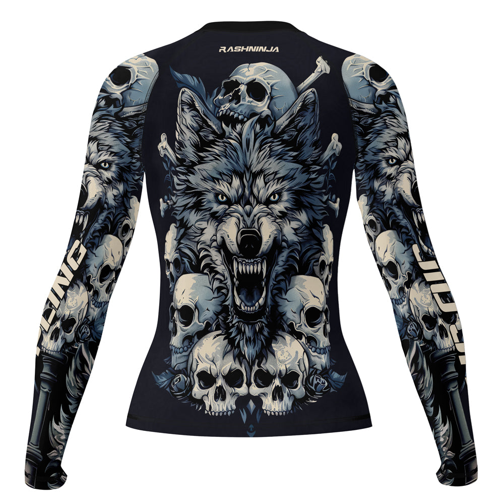 Rashninja Wolf Midnight Roar Women's Long Sleeve Rash Guard

