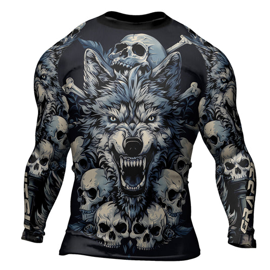 Rashninja Wolf Midnight Roar Men's Long Sleeve Rash Guard

