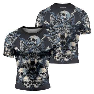 Rashninja Wolf Midnight Roar Men's Short Sleeve Rash Guard

