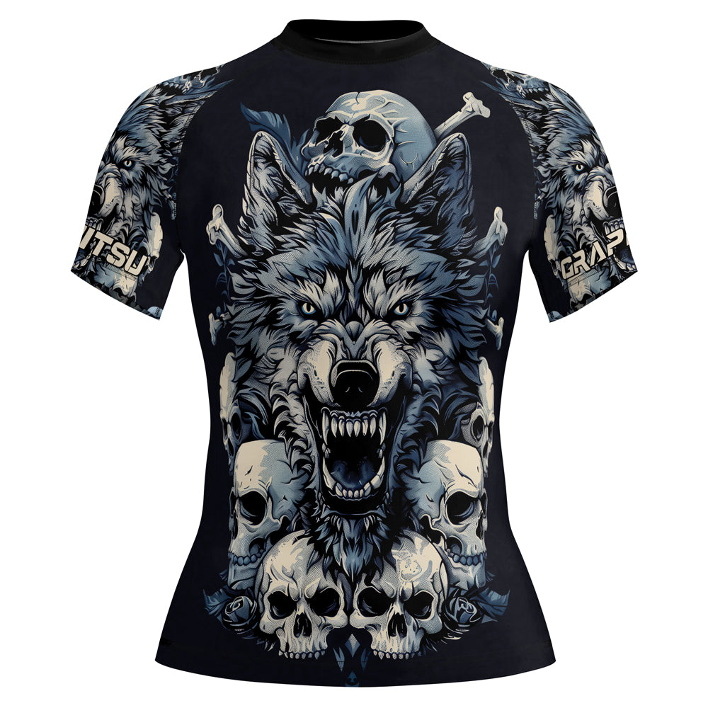 Rashninja Wolf Midnight Roar Women's Short Sleeve Rash Guard
