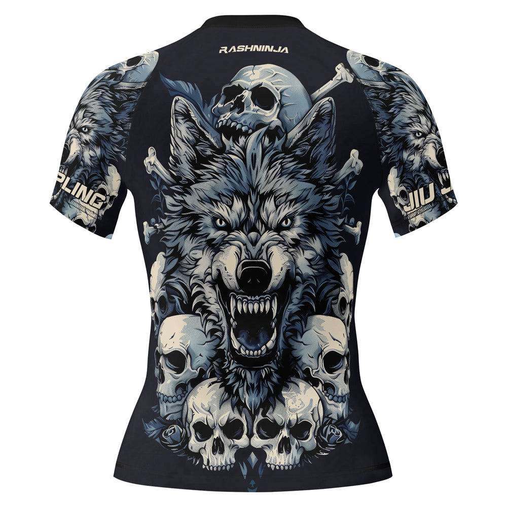 Rashninja Wolf Midnight Roar Women's Short Sleeve Rash Guard

