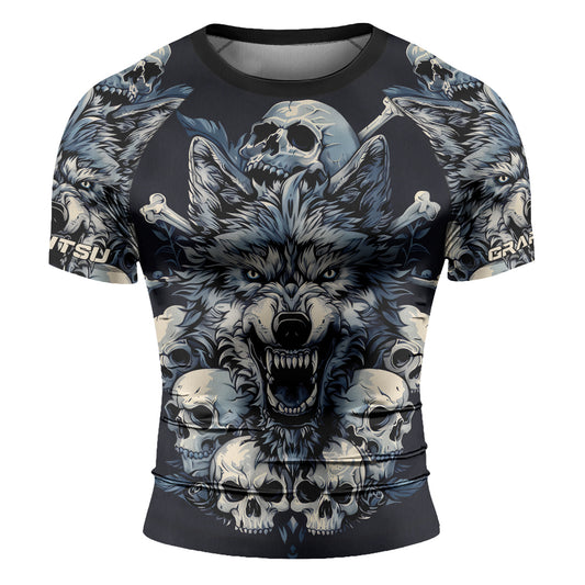 Rashninja Wolf Midnight Roar Men's Short Sleeve Rash Guard