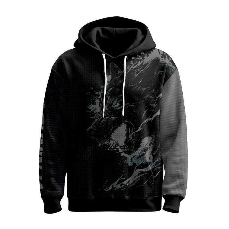 Rashninja Snarling Wolf AOP Hoodie | Wolf Hoodies For Men | Hoodie Bjj