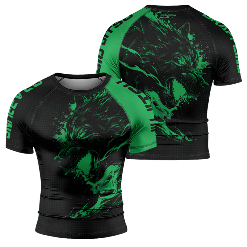 Rashninja Snarling Wolf Men's Short Sleeve Rash Guard | Rash Guard