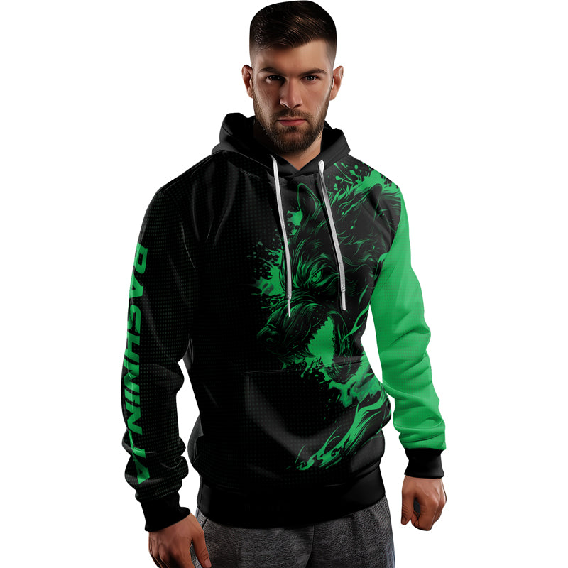 Rashninja Snarling Wolf AOP Hoodie | Wolf Hoodies For Men | Hoodie Bjj