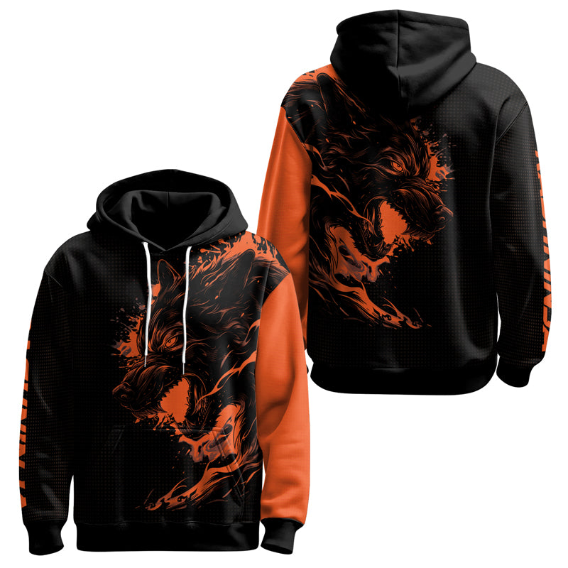 Rashninja Snarling Wolf AOP Hoodie | Wolf Hoodies For Men | Hoodie Bjj