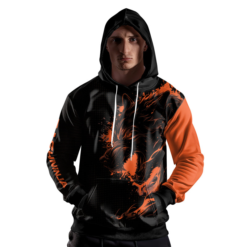 Rashninja Snarling Wolf AOP Hoodie | Wolf Hoodies For Men | Hoodie Bjj