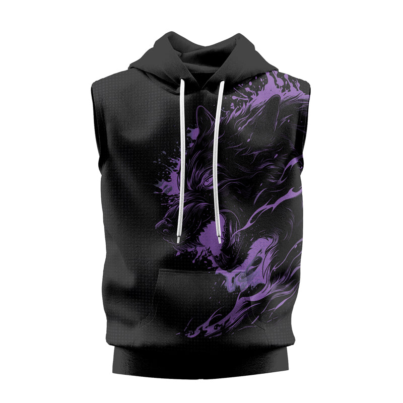 Rashninja Snarling Wolf Sleeveless Hoodie | MMA Sleeveless Gym Hoodie