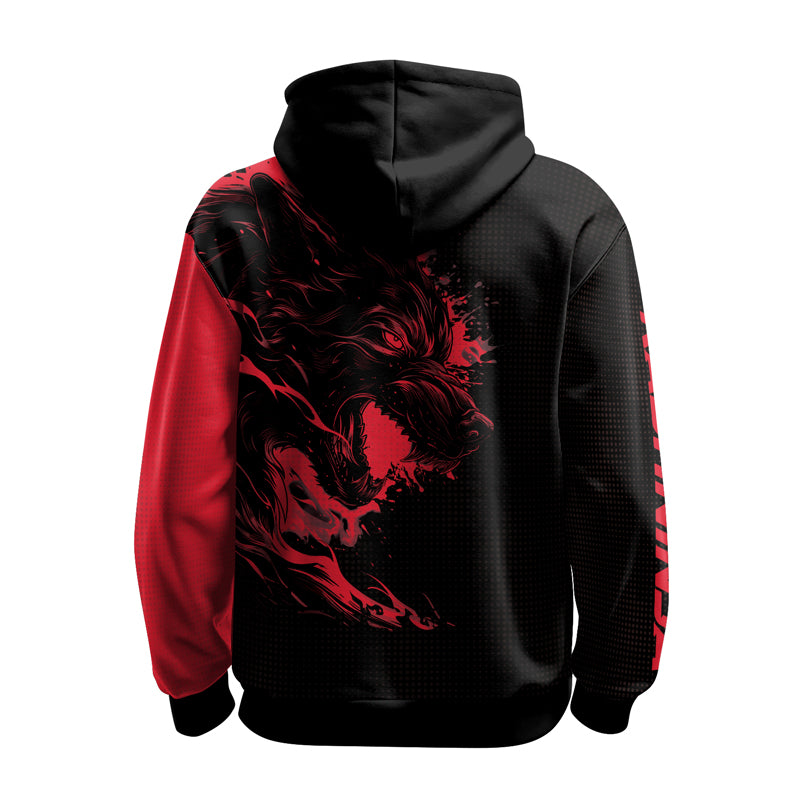 Rashninja Snarling Wolf AOP Hoodie | Wolf Hoodies For Men | Hoodie Bjj