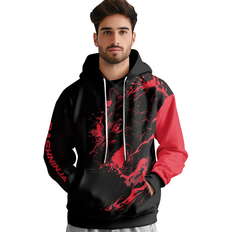 Rashninja Snarling Wolf AOP Hoodie | Wolf Hoodies For Men | Hoodie Bjj