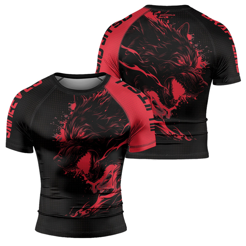 Rashninja Snarling Wolf Men's Short Sleeve Rash Guard | Rash Guard