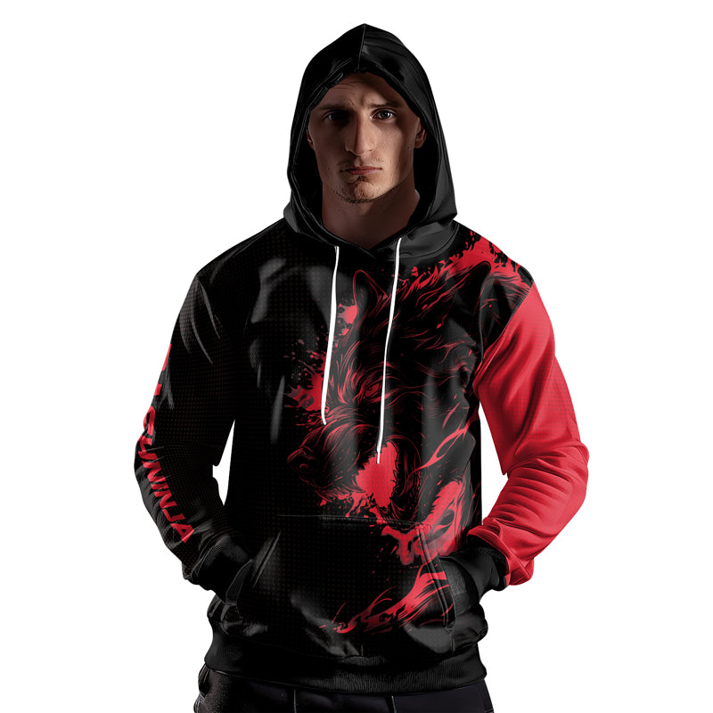 Rashninja Snarling Wolf AOP Hoodie | Wolf Hoodies For Men | Hoodie Bjj