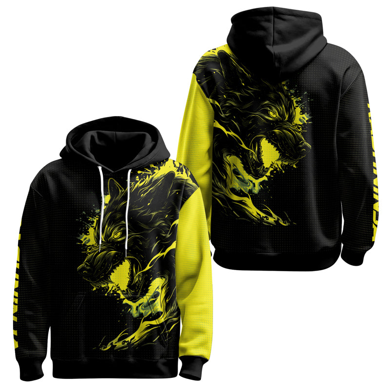 Rashninja Snarling Wolf AOP Hoodie | Wolf Hoodies For Men | Hoodie Bjj