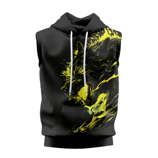 Rashninja Snarling Wolf Sleeveless Hoodie | MMA Sleeveless Gym Hoodie