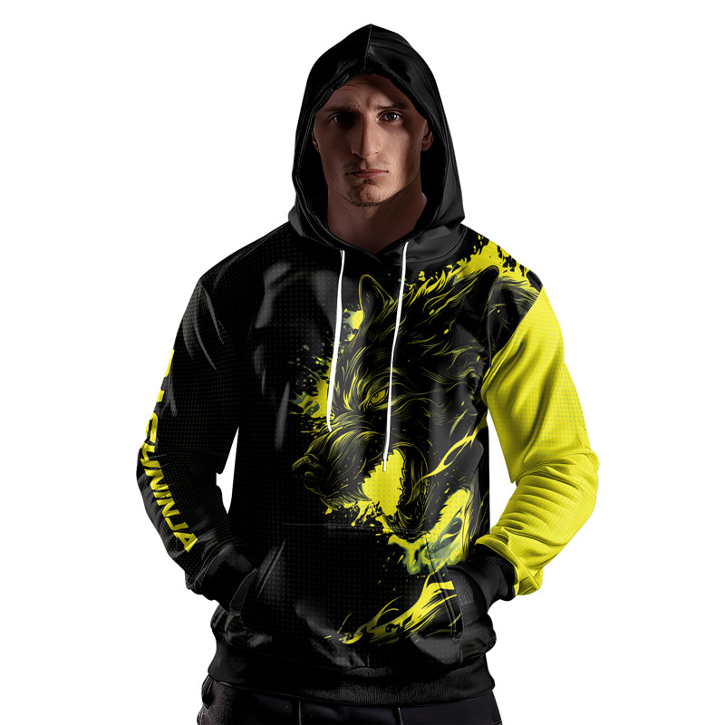 Rashninja Snarling Wolf AOP Hoodie | Wolf Hoodies For Men | Hoodie Bjj