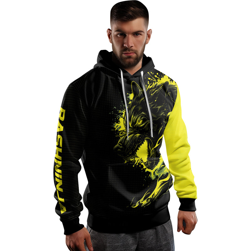 Rashninja Snarling Wolf AOP Hoodie | Wolf Hoodies For Men | Hoodie Bjj