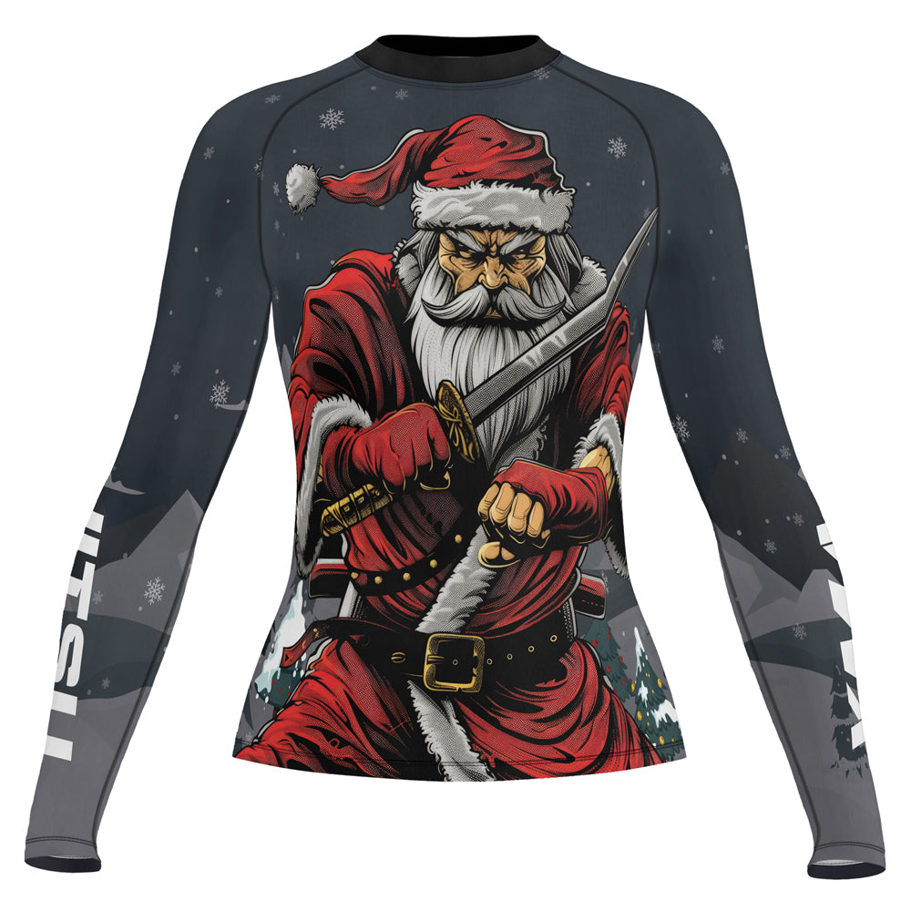Rashninja Christmas Katana Santa Women's Long Sleeve Rash Guard