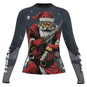 Rashninja Christmas Katana Santa Women's Long Sleeve Rash Guard
