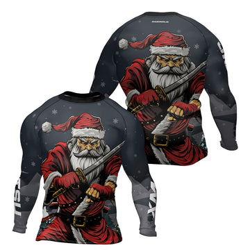 Rashninja Christmas Katana Santa Men's Long Sleeve Rash Guard