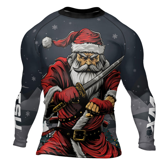 Rashninja Christmas Katana Santa Men's Long Sleeve Rash Guard