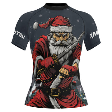 Rashninja Christmas Katana Santa Women's Short Sleeve Rash Guard