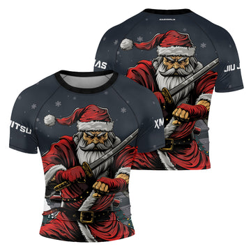 Rashninja Christmas Katana Santa Men's Short Sleeve Rash Guard