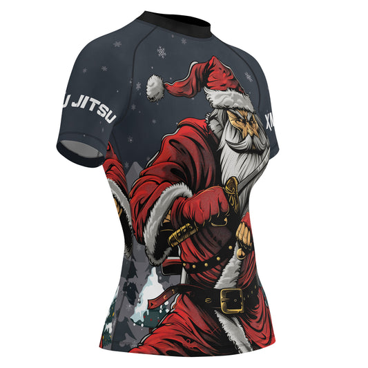 Rashninja Christmas Katana Santa Women's Short Sleeve Rash Guard